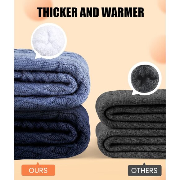 Men's Slipper Blue Socks with Grippers Fuzzy Thermal Winter Non-Slip Cozy Fleece - Picture 3 of 6